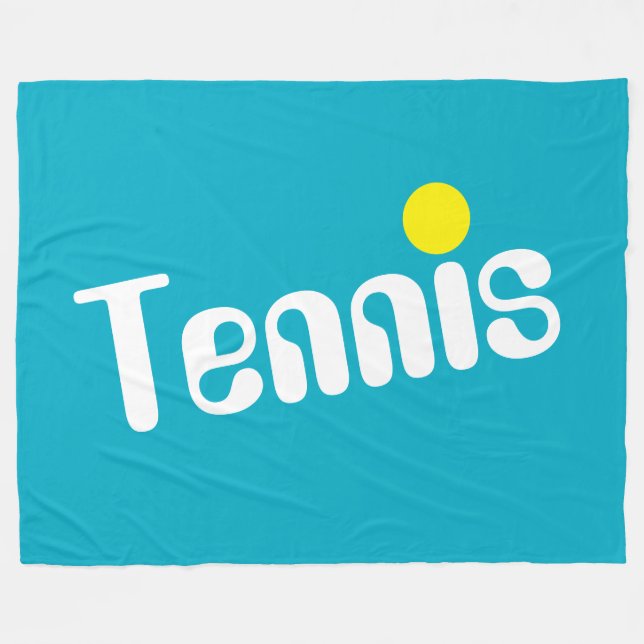 Coola Roligt White Gult TENNIS Text på Azure Blue Fleecefilt (Framsidan (Horisontell))