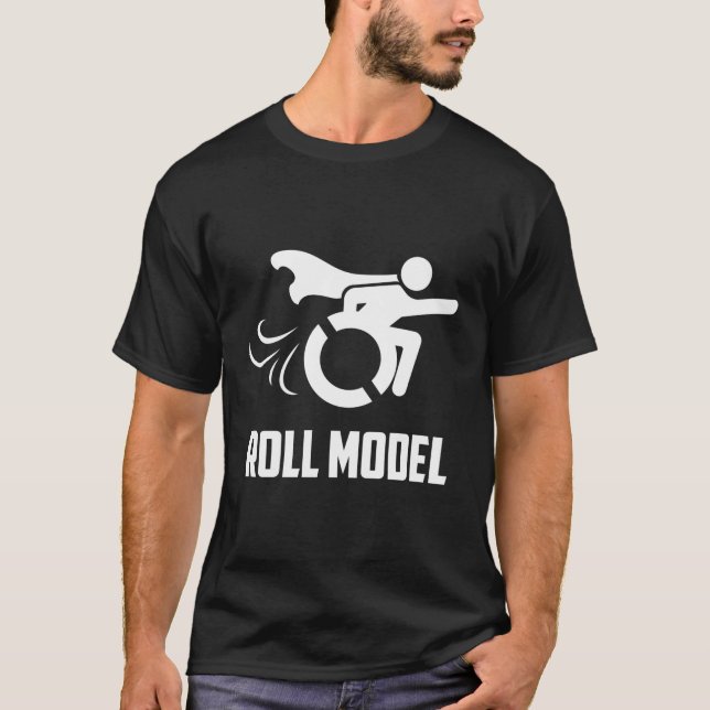 Coola Roll Model Funny Handicfied Person Wheelchai T Shirt (Framsida)