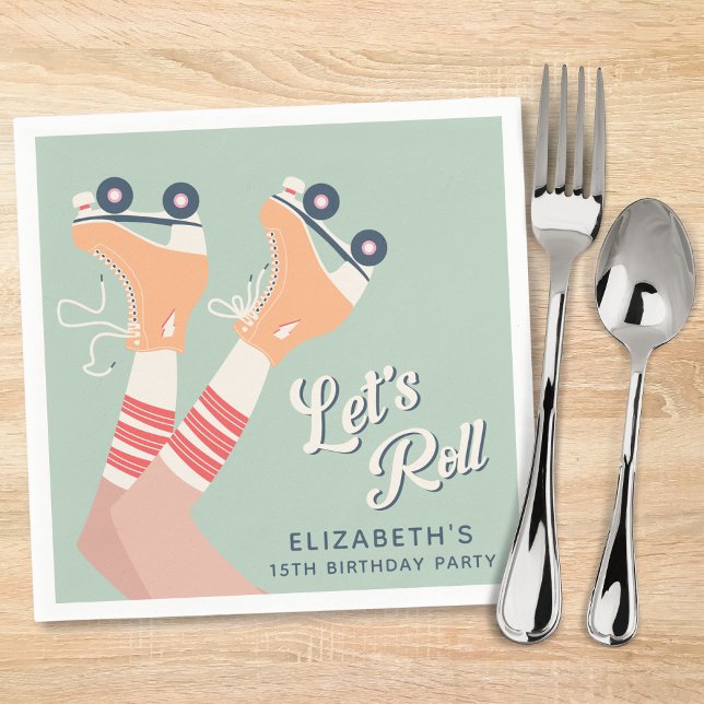 Coola Roller Skating Födelsedagsfest Pappersservett (Skapare uppladdad)