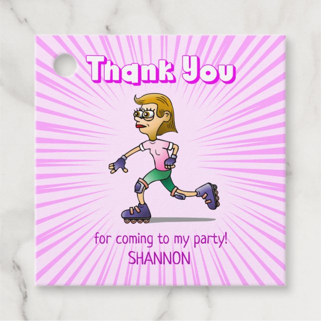 Coola Roller Skating Girl Gåvor Etiketter (Framsida)
