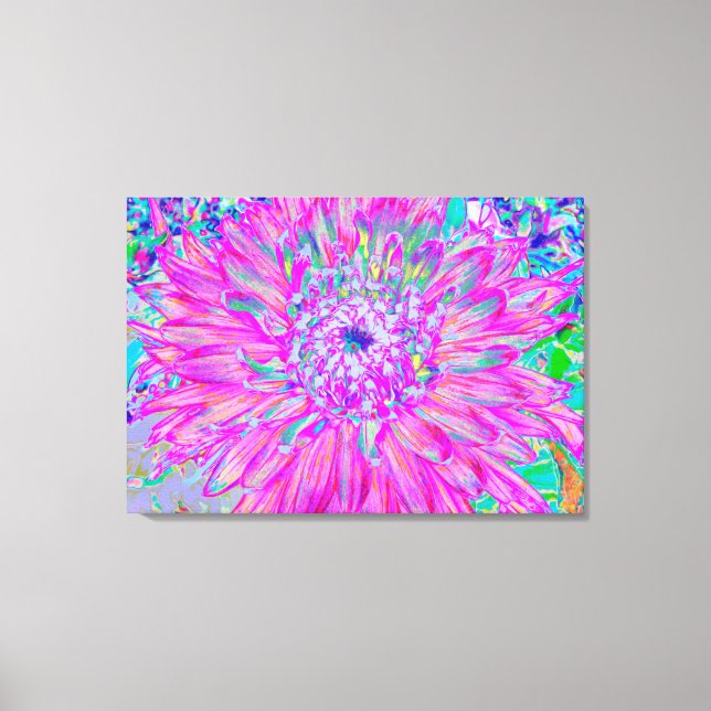 Coola Rosa Blue och Lila Artsy Dahlia Bloom Canvastryck (Framsida)