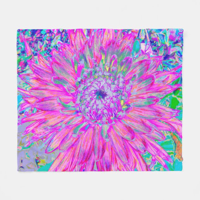 Coola Rosa Blue och Lila Artsy Dahlia Bloom Fleecefilt (Framsidan (Horisontell))