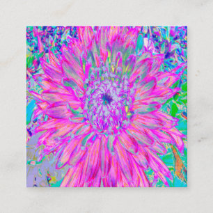 Coola Rosa Blue och Lila Artsy Dahlia Bloom Fyrkantigt Visitkort