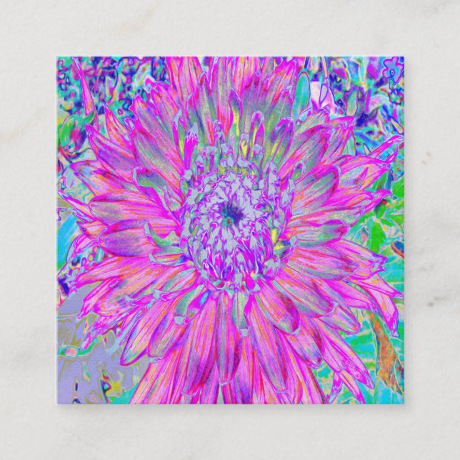 Coola Rosa Blue och Lila Artsy Dahlia Bloom Fyrkantigt Visitkort (Framsida)