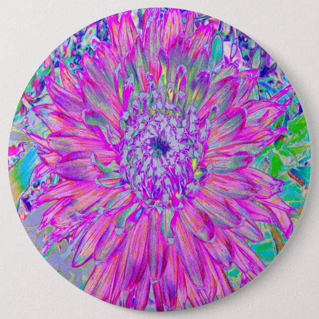 Coola Rosa Blue och Lila Artsy Dahlia Bloom Knapp (Framsida)