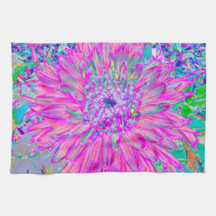 Coola Rosa Blue och Lila Artsy Dahlia Bloom Kökshandduk