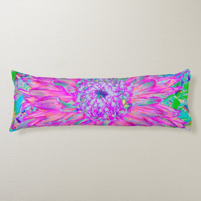 Coola Rosa Blue och Lila Artsy Dahlia Bloom Kroppskudde (Framsidan)