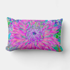 Coola Rosa Blue och Lila Artsy Dahlia Bloom Lumbarkudde