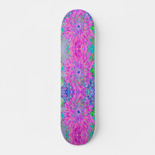 Coola Rosa Blue och Lila Artsy Dahlia Bloom Mini Skateboard Bräda 18,5 Cm