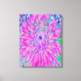 Coola Rosa, Blue och Lila Cactus Dahlia Explosion Canvastryck