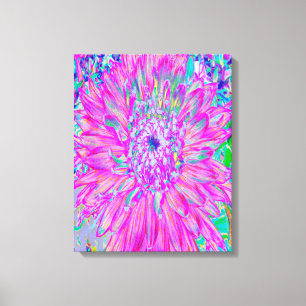 Coola Rosa, Blue och Lila Cactus Dahlia Explosion Canvastryck