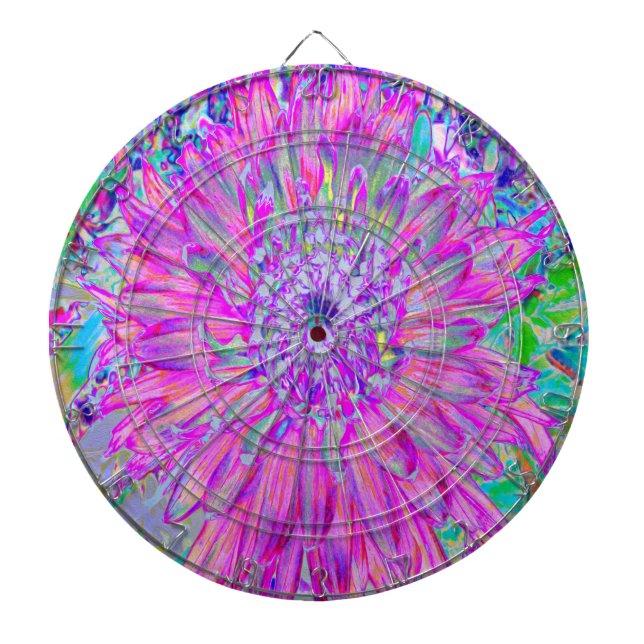 Coola Rosa, Blue och Lila Cactus Dahlia Explosion Darttavla (Framsidan)