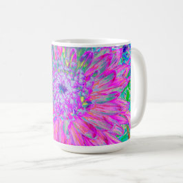 Coola Rosa, Blue och Lila Cactus Dahlia Explosion Kaffemugg
