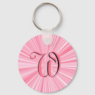 Coola Rosa Färg Burst Monogram Inledande Anpassnin Nyckelring