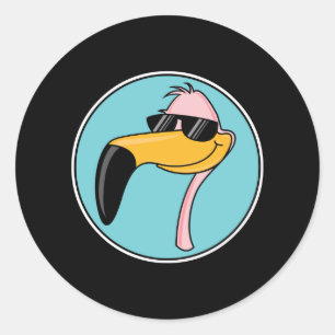 coola rosa flamingo i solglasögon runt klistermärke