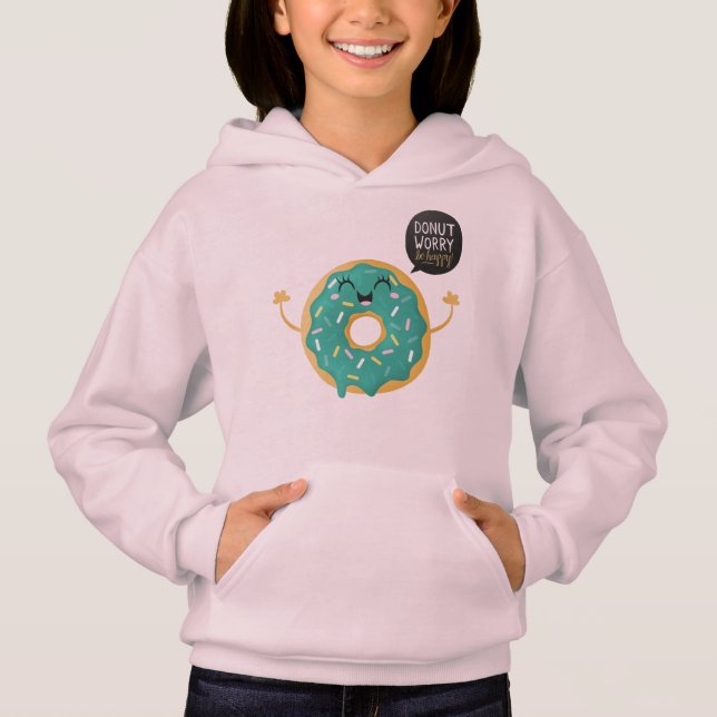 Coola Rosa Girls Hoodie Food Donut Worry Quote Tee (Framsida)