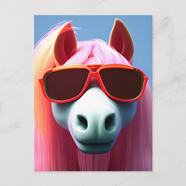 Coola Rosa Horse in Sunglasses Postcard Vykort (Framsida)