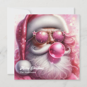 Coola rosa Jultomten rosa bubbelgum Julkort