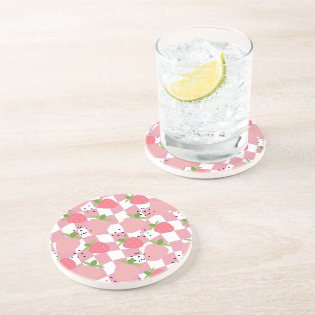 Coola Rosa Köksjordgubbar Kontrollerad utformning Underlägg (Sidan)