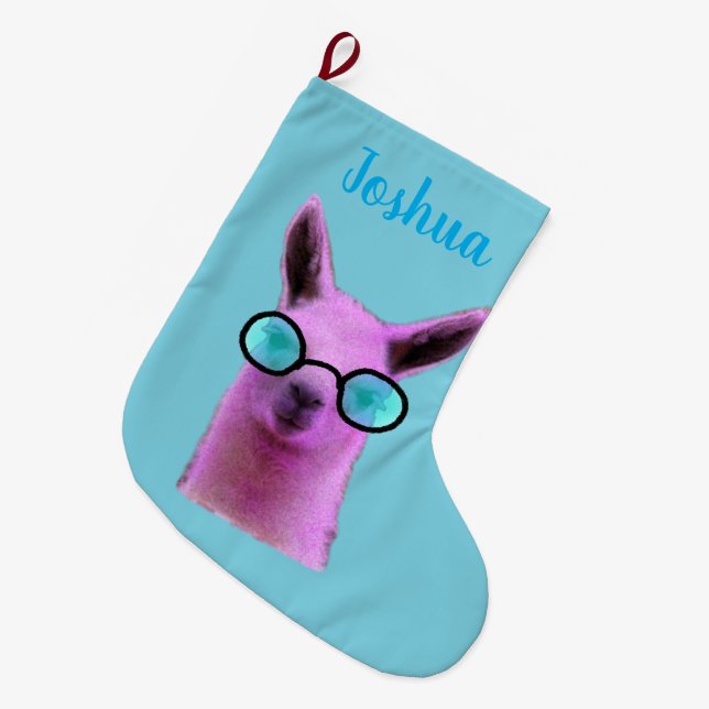 Coola Rosa Llama! Anpassningsbar julstrumpa (Framsidan (Hängande))