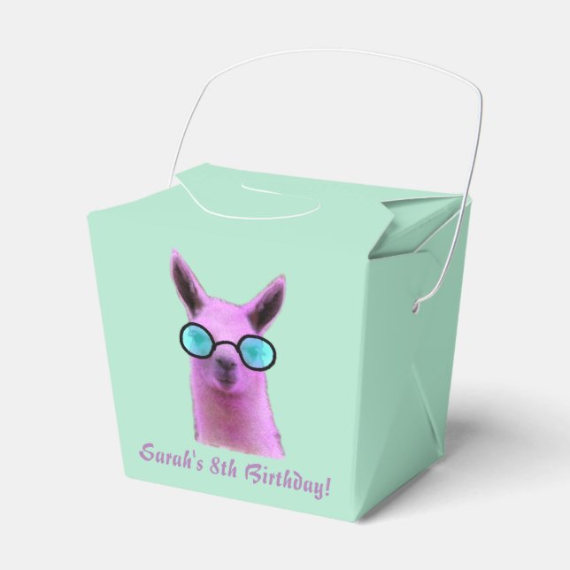 Coola Rosa Llama Gift Party Favor Boxes Presentaskar (Framsidan Sidan)