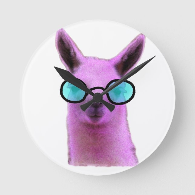 Coola Rosa Llama! Rund Klocka (Framsida)
