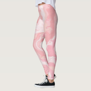 Coola Rosa Marble Cloud Mönster, Shock rosa and Wh Leggings