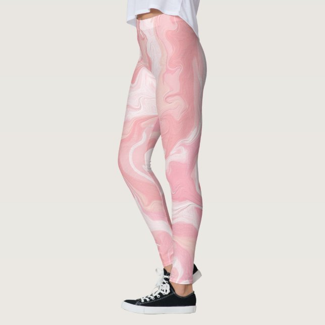 Coola Rosa Marble Cloud Mönster, Shock rosa and Wh Leggings (Vänster)