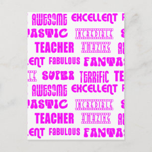Coola Rosa Modern Design 4 Lärare Positive Ord Vykort