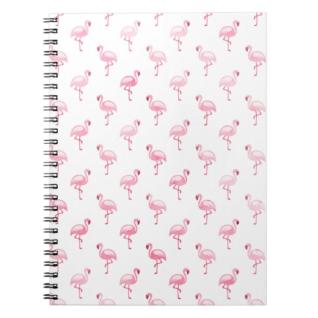 Coola Rosa Tropical Flamingo Möntern on White Anteckningsbok (Framsidan)