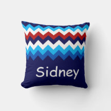 Coola Rött vitt blått Chevrons Monogram Dekorativ 