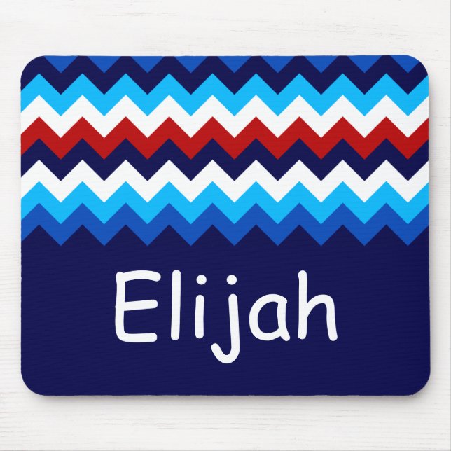 Coola Rött vitt blått Chevrons Monogram Mousepad Musmatta (Framsidan)