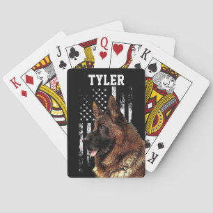 Coola Ruged German Shepherd Hund American Flagga Casinokort