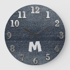 Coola Rustic Titta blå Denim Wall Clock Stor Klocka