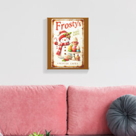 Coola Rustit art Winter cafe Brown-bakgrund Canvastryck