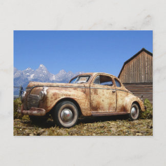 Coola Rusty Old Vintage Barn Find Car Vykort