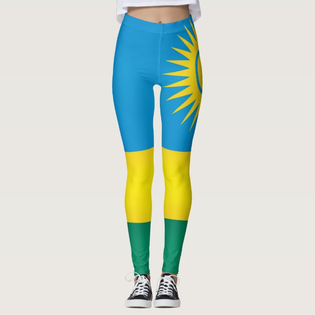 Coola Rwanda Flagga Mode Leggings (Framsida)