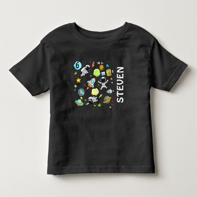 Coola Rymden Astronauter & Rockets födelsedag T Shirt (Framsida)