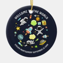 Coola Rymden Tema - Astronauter & Rocket-Fraktaser Julgransprydnad Keramik