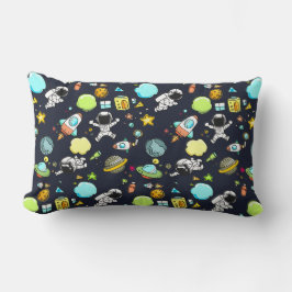 Coola Rymden Tema - Astronauter & Rocket-Fraktaser Lumbarkudde