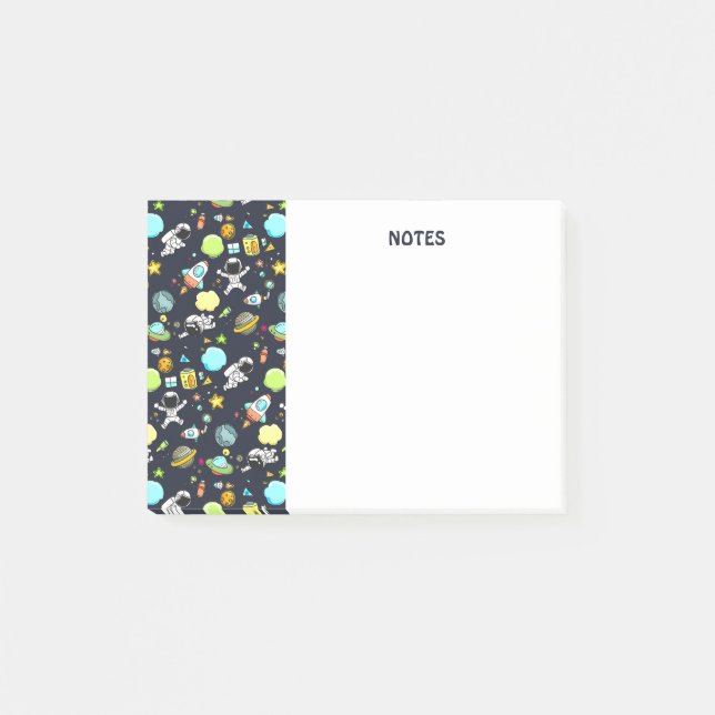 Coola Rymden Tema - Astronauter & Rocket-Fraktaser Post-it Block (Framsida)