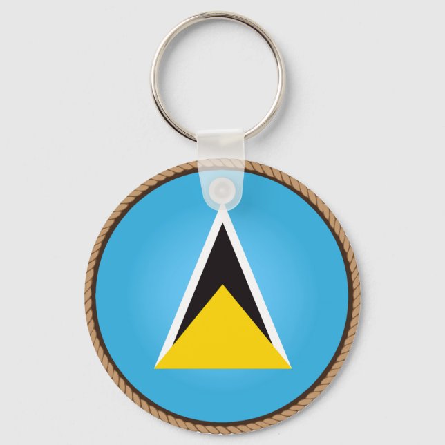 Coola Saint Lucia Flagga Seal Nyckelring (Framsida)