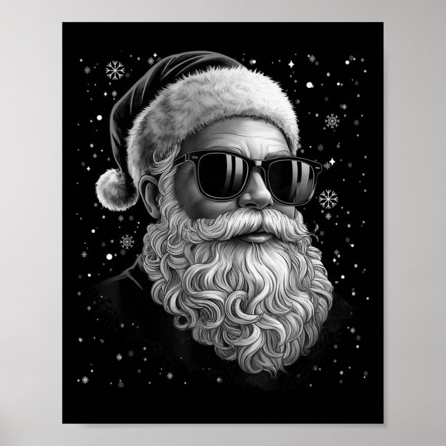 Coola Santa Ansikte Beard &amp; Gles julklapp M Poster (Framsidan)