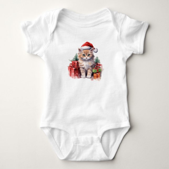 Coola Santa Cat T Shirt (Framsida)