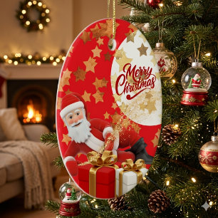 Coola Santa Claus-helgen på julen 🎅 Julgransprydnad Keramik