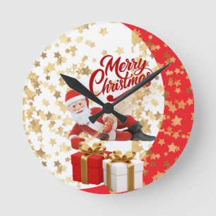 Coola Santa Claus-helgen på julen 🎅 Rund Klocka