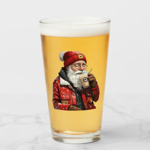 Coola Santa Drinking Iced Coffee Julkonst Glaskopp