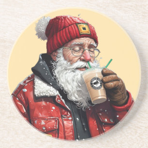 Coola Santa Drinking Iced Coffee Julkonst Underlägg