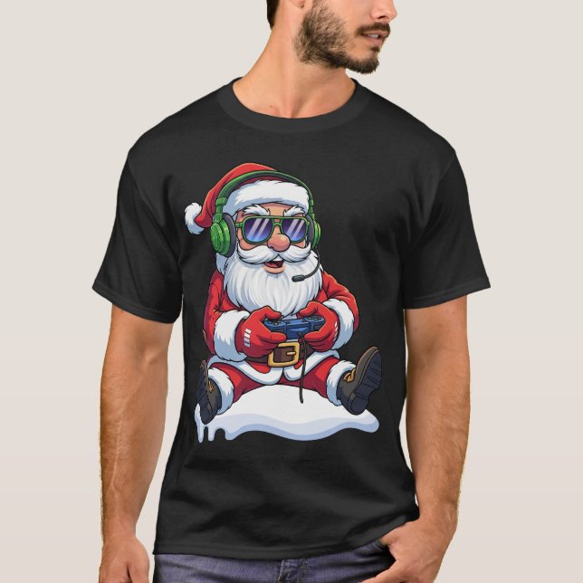 Coola Santa Gamer-styrenheten för spel-videospel J T Shirt (Framsida)
