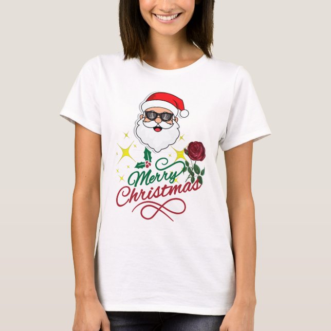 Coola Santa God jul med Ro & Holly T Shirt (Framsida)
